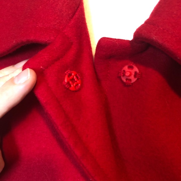 🌟SOLD⭐️Retro Style Red Peacoat W/Pockets Sz M/L - Picture 8 of 8